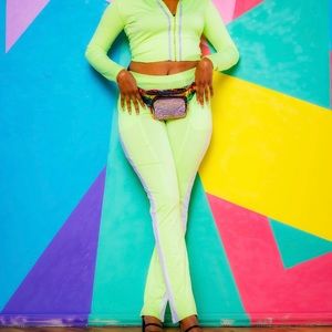 Lime green jogging suit
